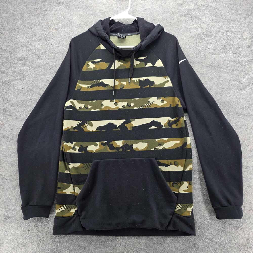 Nike Dri-FIT Hoodie Mens Medium Black Camo Pullover Kangaroo Pocket CD7723-010